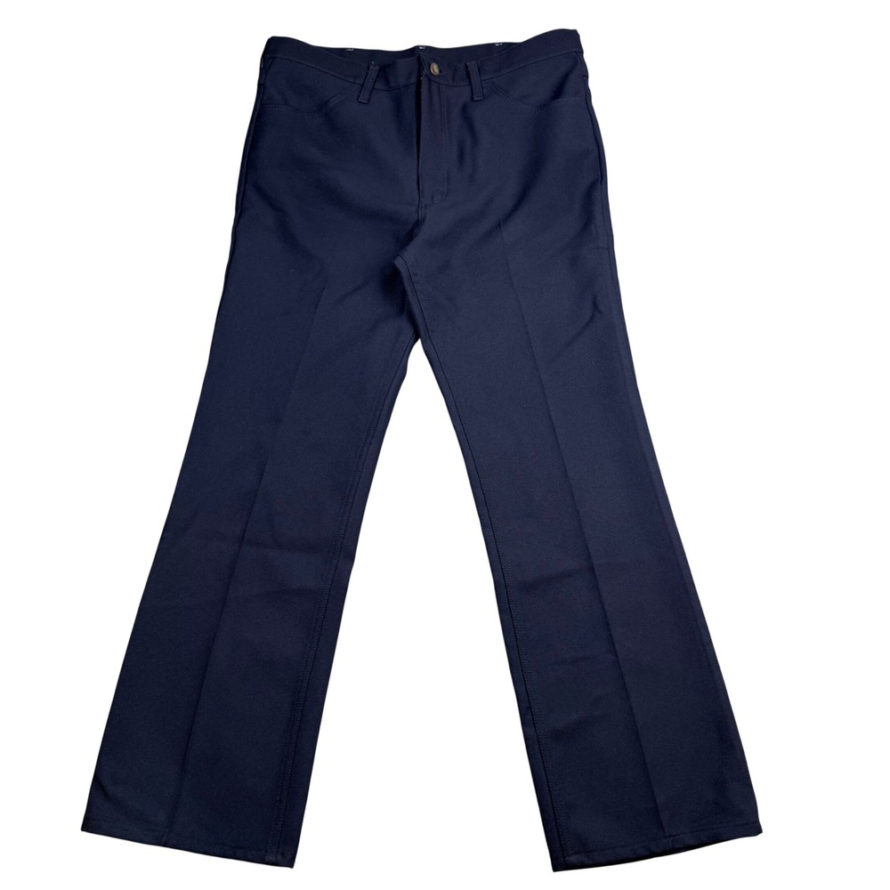 Wrangler Wrancher Navy Blue Dress Jeans Mens 36x31 Polyester Twill 82NV Flare